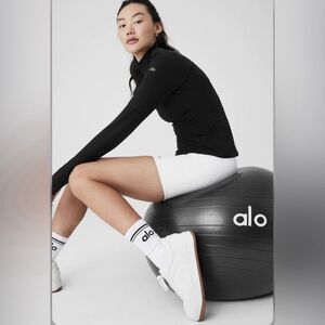 Alo Yoga Alosoft 1/2 Zip Rapid Pullover Women’s Medium Black Athleisure NWT